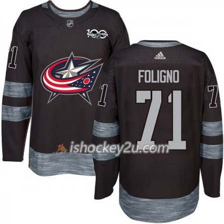 Mænd NHL Blue Jackets Trøje Nick Foligno 71 1917-2017 100th Anniversary Adidas Sort Authentic